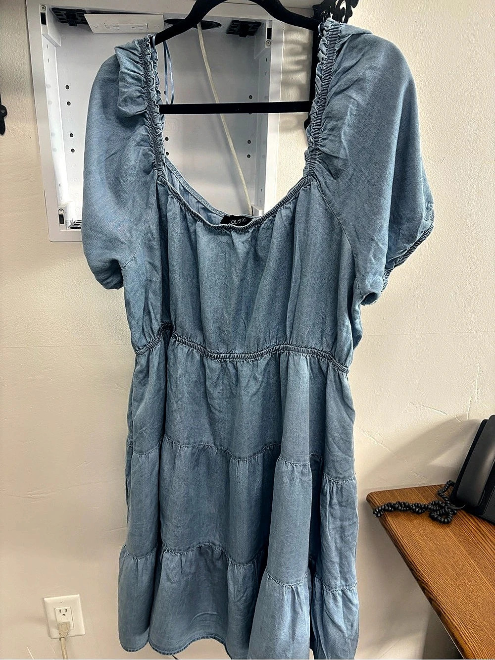 Talent Bub Plus Dress Tiered Denim Blue Mini Dress Size 3XL